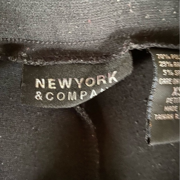 NEW York & Company stretch slacks with faux leather trim and buckle. Petite pant - Picture 6 of 7